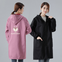 Apron plus velvet cover coat winter grown-up ladies fashion workwear waterproof anti-oil home kitchen long sleeve male custom