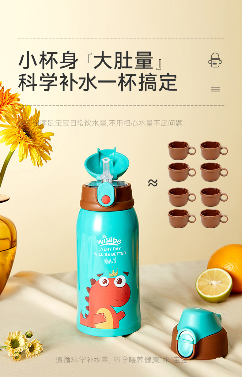 德国 wislibe 儿童316不锈钢保温杯 一杯三盖 适合不同年龄 图8