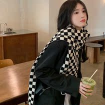 Black and white Grape Chessboard Grid Lady Winter Days 100 Hitch Yoga Students Thicken Korean version Knit Scarf