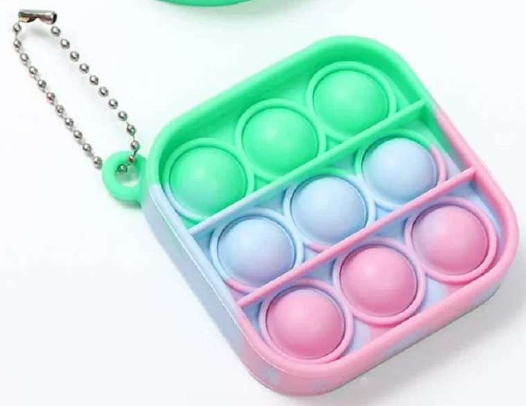 Миниатюрная силиконовая игрушка, брелок, Pop it, абсорбция стресса