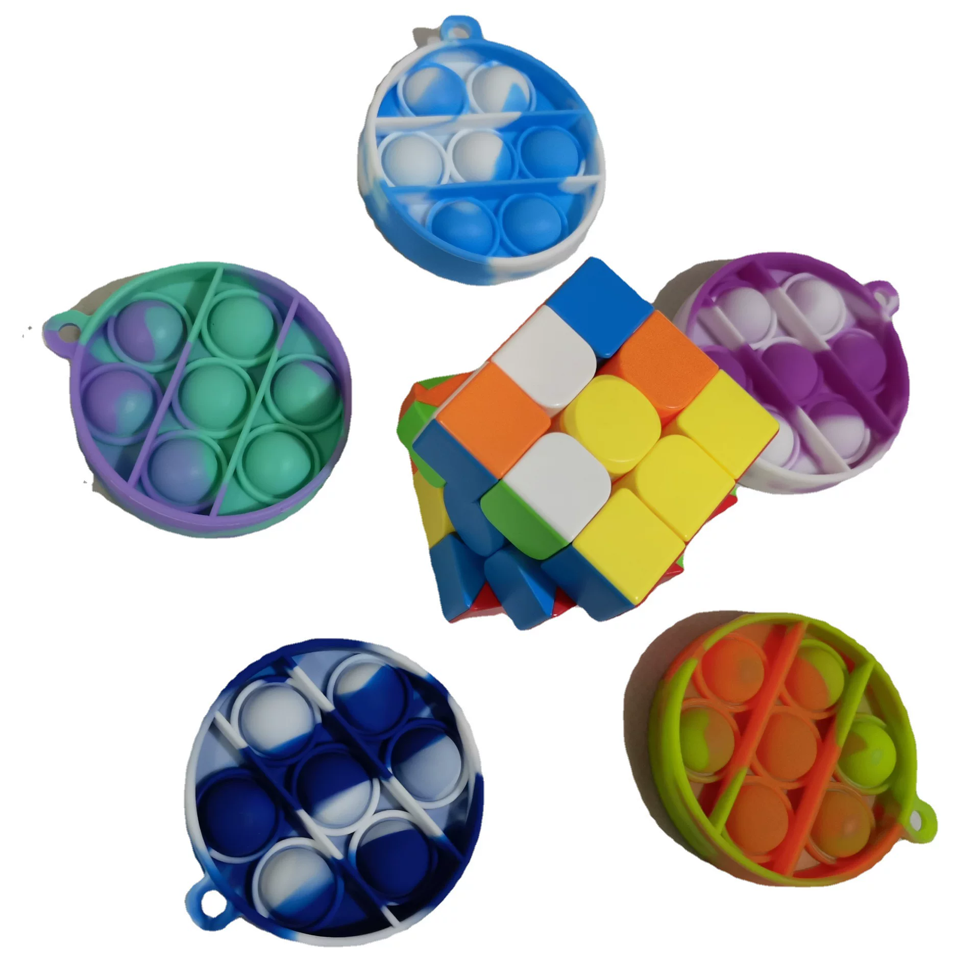 Миниатюрная силиконовая игрушка, брелок, Pop it, абсорбция стресса