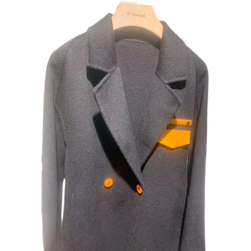 (Light luxury queen sara) wool orange pocket coat 173Y