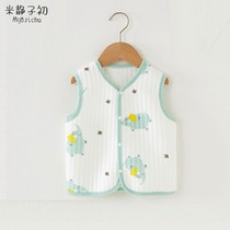 Infant pure cotton vest for autumn and winter newborn male and female baby warm vest spring autumn and winter outer wear quilted belly protection