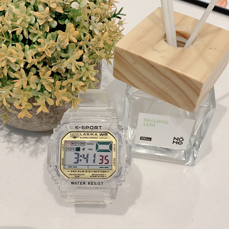 Electronic Watch for Women ins Trendy Niche Design Student Junior High School Simple Summer Men's Transparent Mechanical Small Square Electronic Watch for Women ins Trendy Niche Design Student Junior High School Simple Summer Men's Transparent Mechanical Small Square
