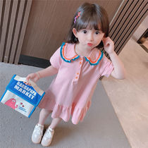 New Girl Short Sleeves Dress 2022 Children Summer Dress Foreign Air Female Baby Princess Nepotism Polo Shirt Dress