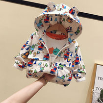 Male Girl Cartoon Windcoat Jacket Spring Autumn 2022 Baby Boy Foreign Air Zipper Childrens Lioncap Baby Han version jacket