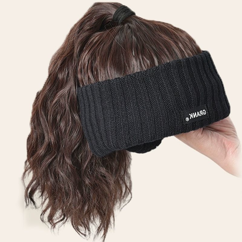 Wig and Hat Combo for Women, New Autumn and Winter Style, Headband with Open Top Hat, High Ponytail, Fashionable, Natural Short Curly Hair, Full Head Cover Wig and Hat Combo for Women, New Autumn and Winter Style, Headband with Open Top Hat, High Ponytail, Fashionable, Natural Short Curly Hair, Full Head Cover