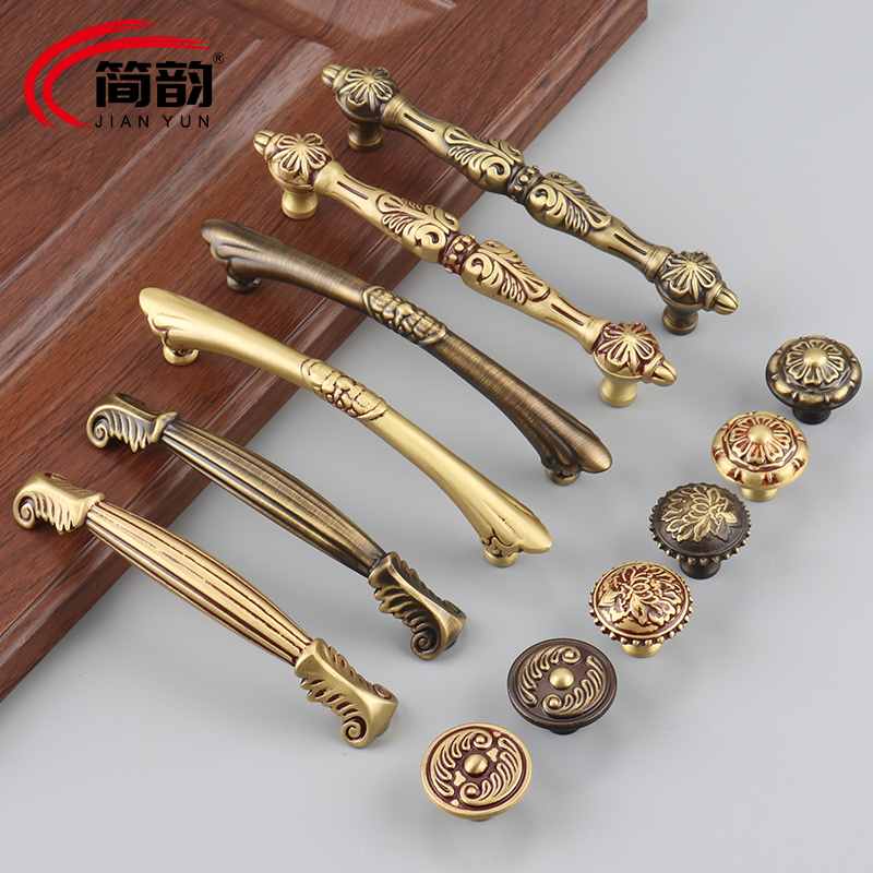 Retro Pure Copper Handle European Overall Cabinet Nordic Cabinet Drawer Brass Handle New American Antique Copper Shoe Cabinet