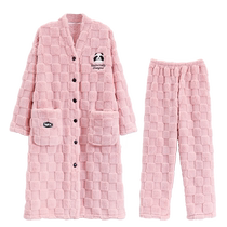 Catman coral velvet nightgown womens winter pajamas 2024 new nightgown long plus velvet thickened bathrobe home clothes