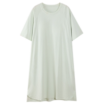 Catman chemise de nuit en coton modal pour femmes robe dété en soie glacée à manches courtes avec coussinets de poitrine fine couleur unie peut être portée à lextérieur