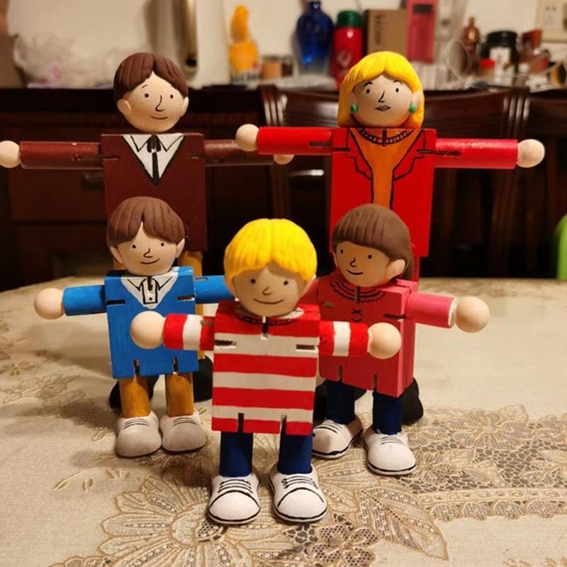 Graffiti tree character model English children white billet wooden doll joint diy model Oxford little puppet doll