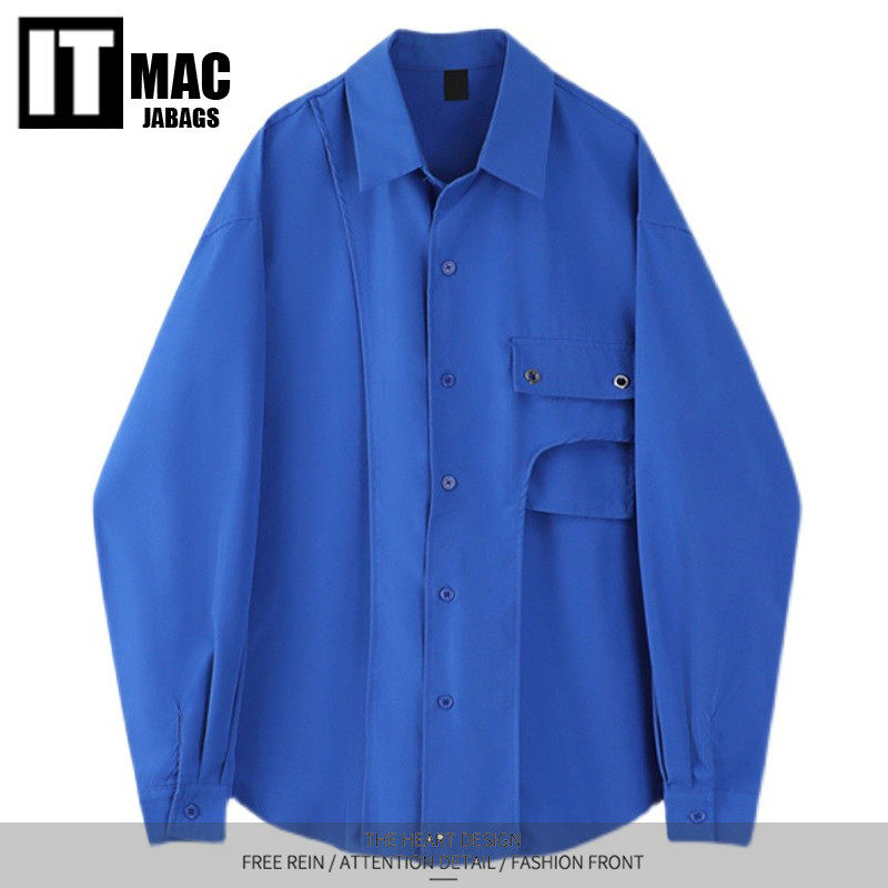 Brand discount withdrawal women's clothing clearance collection leak Klein blue shirt niche design retro layered shirt