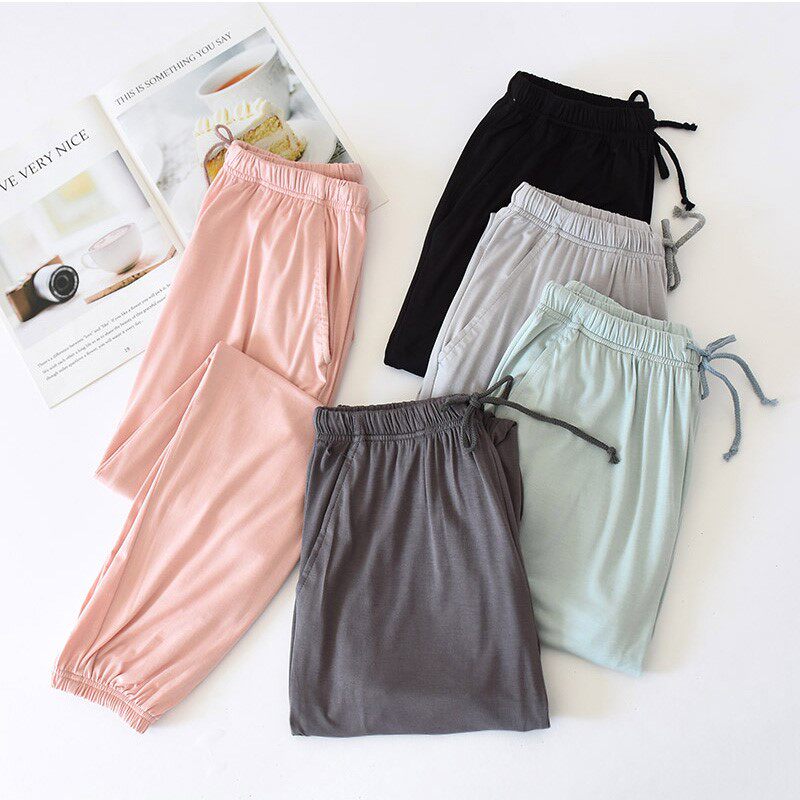 Pajama pants women's modal trousers spring, autumn and summer thin section loose morning exercise yoga elastic beam feet home pants can be worn outside