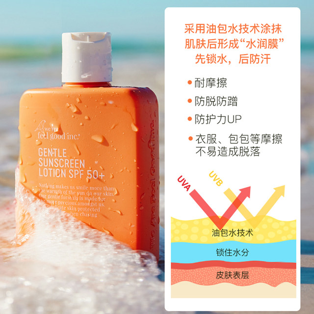 Xie Xintong Australian feelgood Fegus sunscreen ຂວດສີສົ້ມຂະຫນາດໃຫຍ່ຕ້ານການເຫື່ອອອກແລະໃບຫນ້າຕ້ານ UV