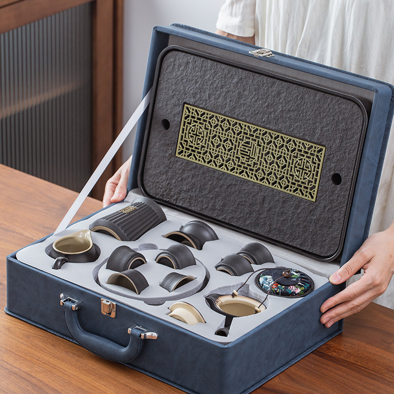 Light luxury small set of kung fu tea set home tea art office living room carrying bag brewing tea gift box gift customization