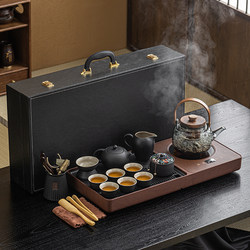 New Kung Fu Tea Set with Integrated Tea Tray, Complete Set for Tea Brewing, Special Equipment for Boiling Water and Steaming Tea, Light Luxury High-End Gift