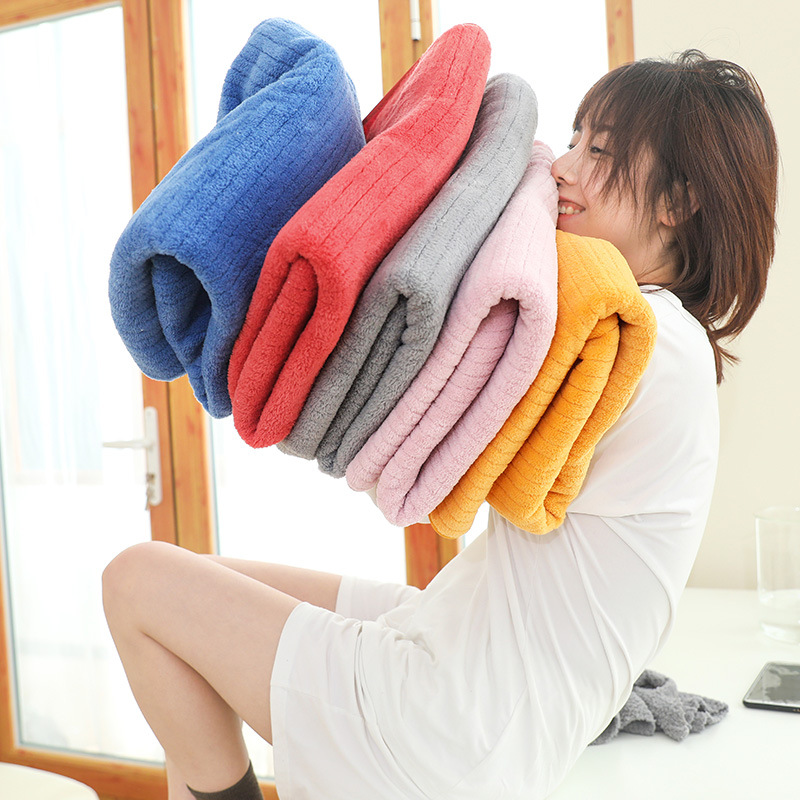 Large bath towel quick-drying coral velvet large towel for bathing households is not easy to lose hair than pure cotton water-absorbing fast couple wrapping towel - Taobao