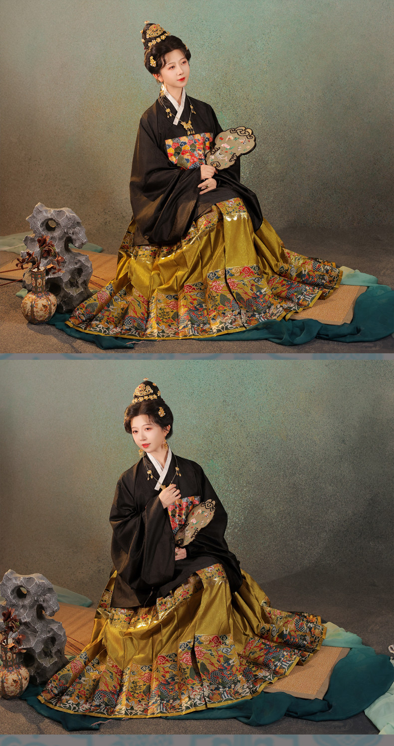 Старинное пальто 宴平汉服 海水江崖卷云四兽朝麒麟补服圆领短袄&交领短袄&马面裙
