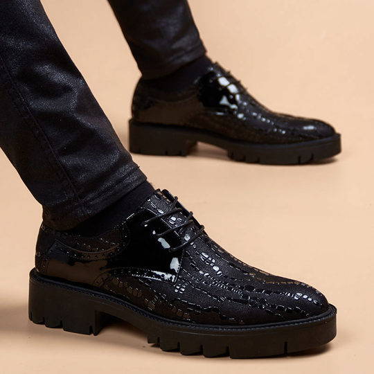 Men's Leather Shoes 2025 Winter New Style British Style Business Formal Casual Shoes Men's Thick-Soled Height-Increasing Men's Shoes