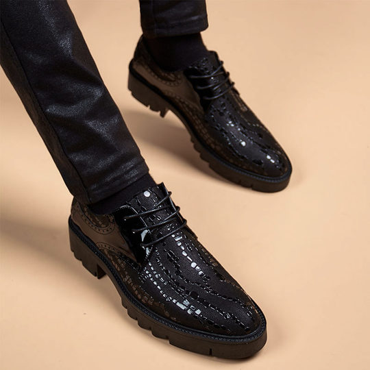 Men's Leather Shoes 2025 Winter New Style British Style Business Formal Casual Shoes Men's Thick-Soled Height-Increasing Men's Shoes