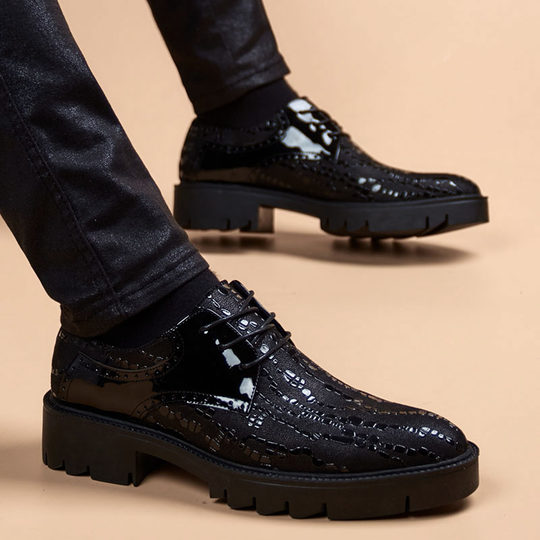 Men's Leather Shoes 2025 Winter New Style British Style Business Formal Casual Shoes Men's Thick-Soled Height-Increasing Men's Shoes