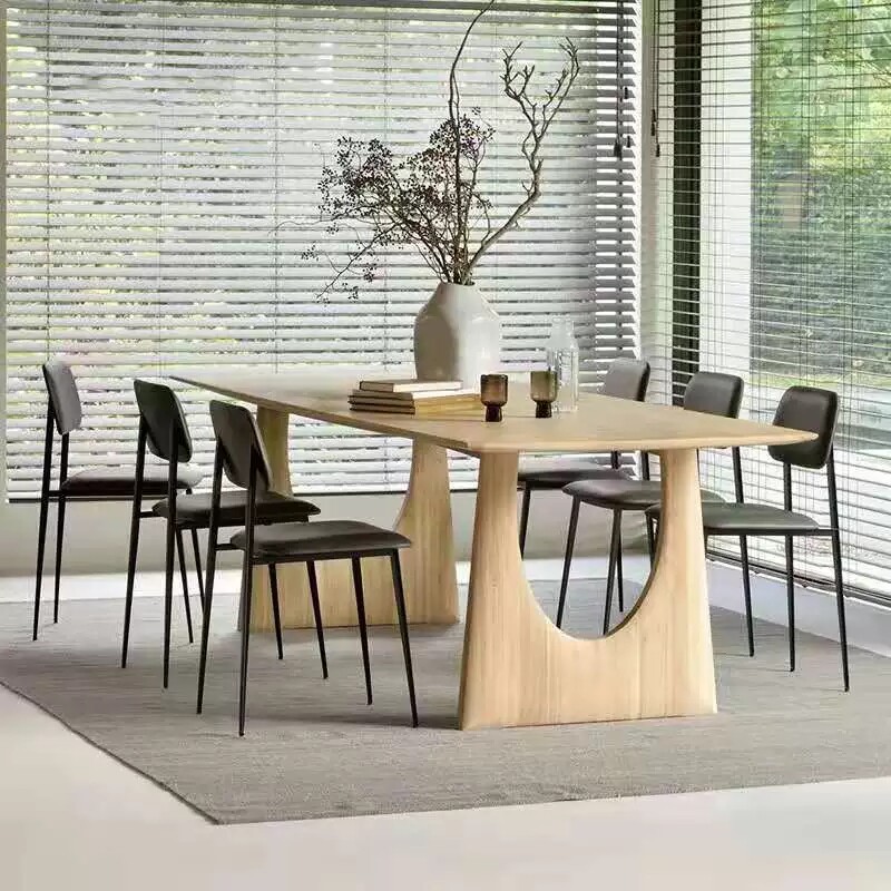 Nordic Solid Wood Table Minimalist Fashion Conference Office Talks Table Rectangular Home White Wax Wood Guest Art Table 