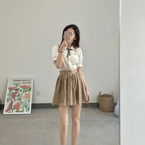 Small deer Deer Deer FOAM Plum Road Pear Flowers Classic Sky Silk Shirt Temperament Reduction Tencel Skirt Pants Suit
