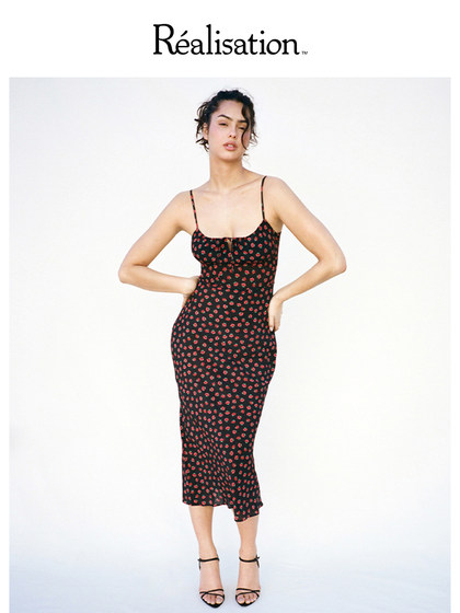 RealisationPar 玫瑰碎花吊带复古真丝连衣裙The Alba