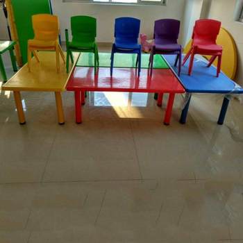 Kindergarten tables and chairs, children's plastic liftable learning table, thickened baby early education table and chairs set, six-person table