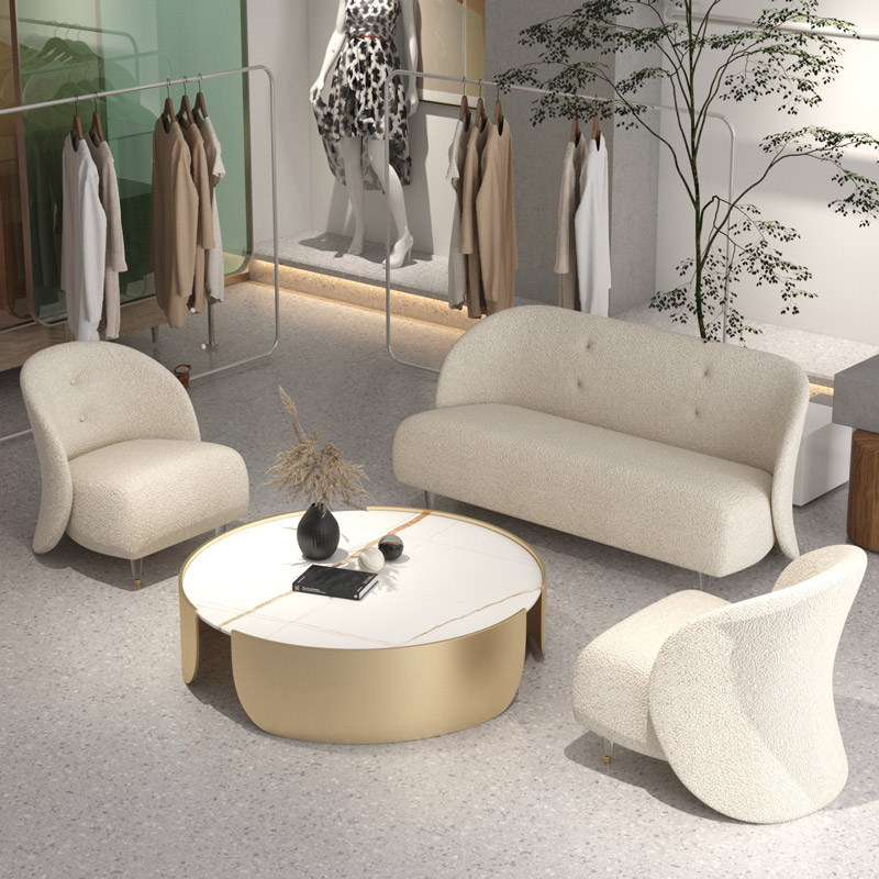 Nordic Cloth Sofa Living Room Minimalist Modern Small House Style Beauty Salon Clothing Shop Light Lavish Luxury Hospitality Area Sofa