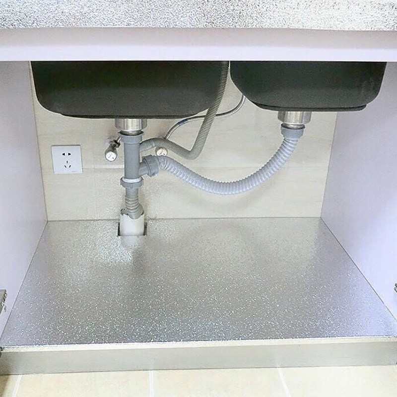 Lower Basin Sink Waterproof Sticker Wash Vegetable Basin Home Wardrobe Self-Adhesive Shoes Cabinet Drawers Anti-Tide Cushion Paper Aluminum Film Aluminum Foil 