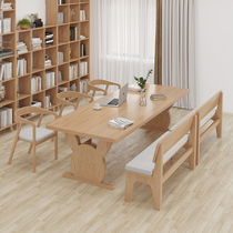 Solid wood living room large desk interesting shape multi-person reading table student study writing table home work table long table