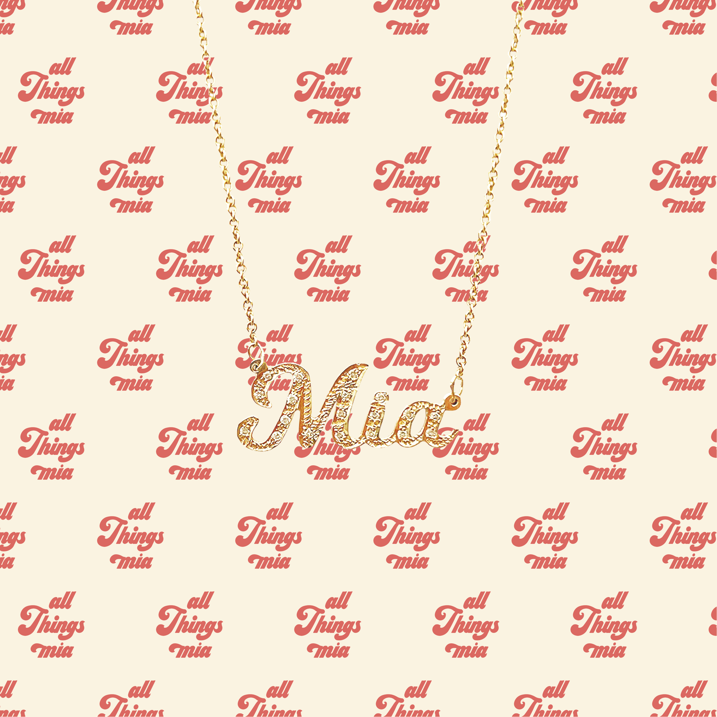 AllthingsMia Designer Brand Name Necklace (14K Custom Letter Necklace)