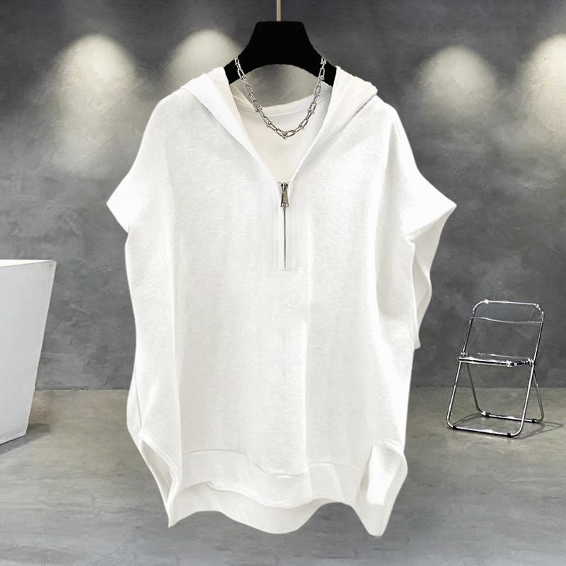 Zipper Hooded Sleeveless T-Shirt for Men Summer ins Korean Style Trendy Solid Color Casual Versatile Student Loose Vest