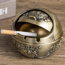 Ashtray Creative Stylish Trendy Home Living Room with Cover Anti-Fly Ash Office Accessible Luxury High-End Metal Ornaments