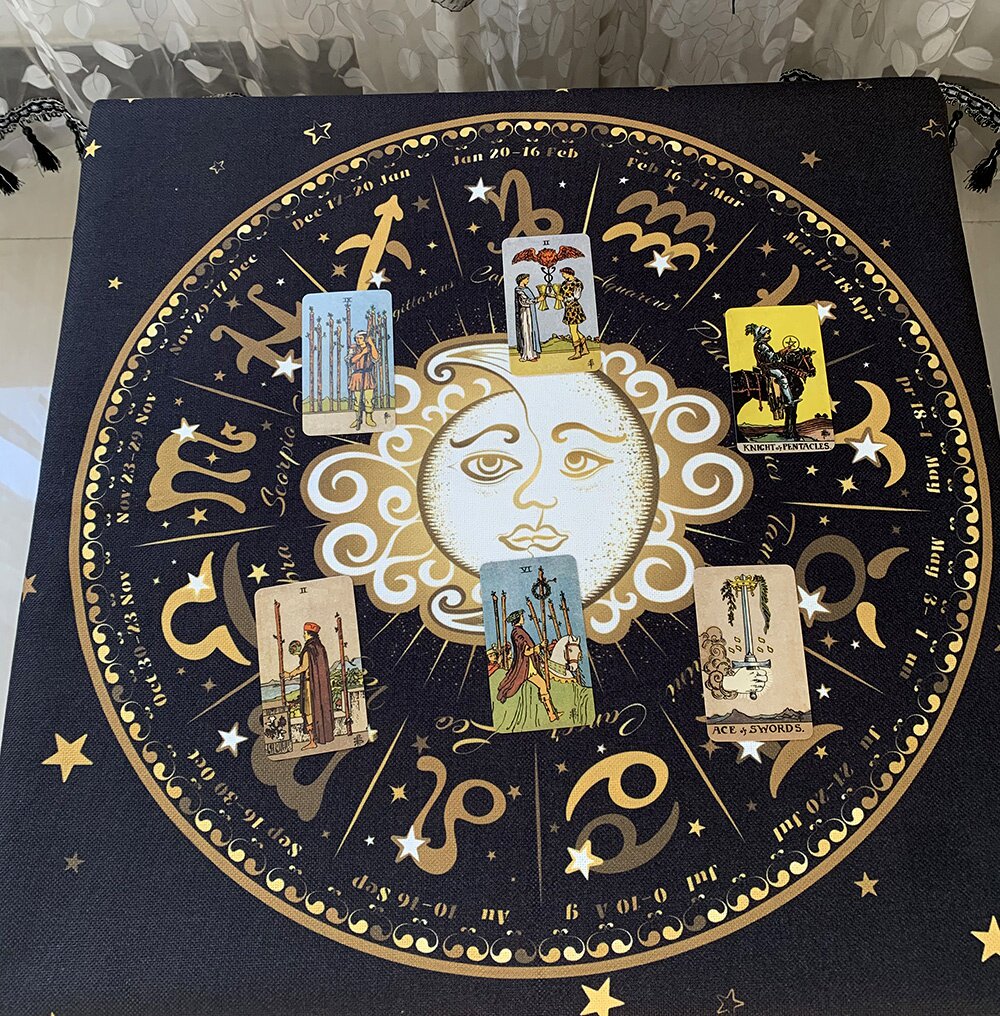 定制加厚塔罗牌桌布日月占星卜卦魔法阵桌布仪式布祭坛布塔罗桌布