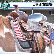 Genuine leather saddle carved western saddle trail riding comfort saddle complete set of accessories horse saddle