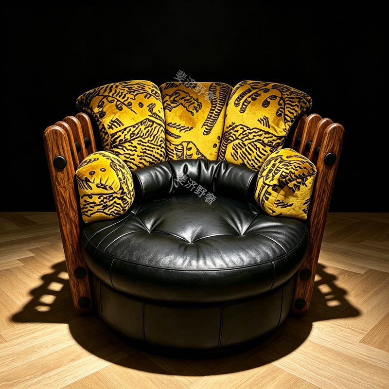 Vintage-Style Palm Wood Tea Room Master Chair, Cigar Bar Single Sofa, Godfather Chair, Wild Luxury Chieftain Chair