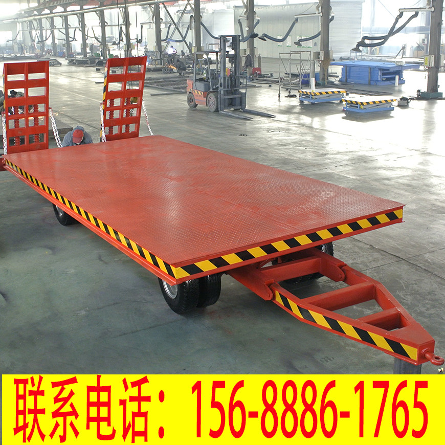 Hubei four-wheel steering flatbed truck stacker traction cart warehousing logistics transport vehicle agricultural simple rear hanging tray