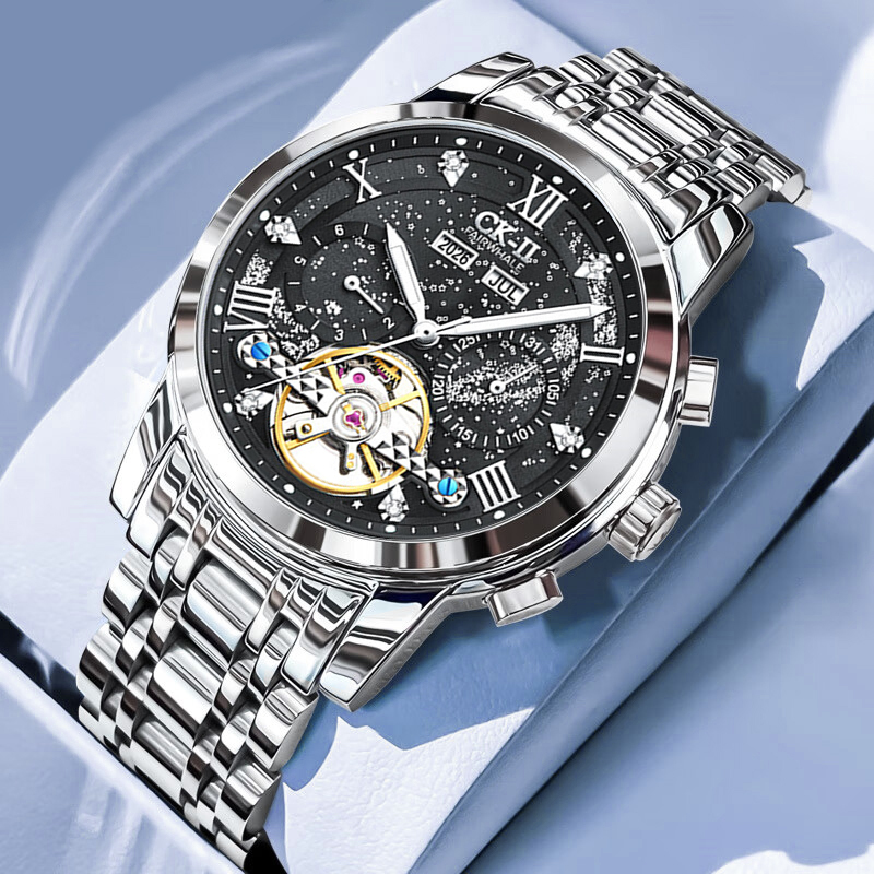 Mark Hua Fei's New Model of Starry Sky Mechanical Watch, Fully Automatic Commander Men's Business Calendar Watch with Luminous Feature Mark Hua Fei's New Model of Starry Sky Mechanical Watch, Fully Automatic Commander Men's Business Calendar Watch with Luminous Feature