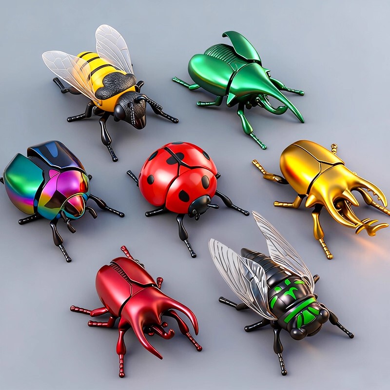 Wind-Up Insect Children's Crawling Toy Model Cicada Simulation Beetle Wind-Up Beetle Seven-Star Ladybug