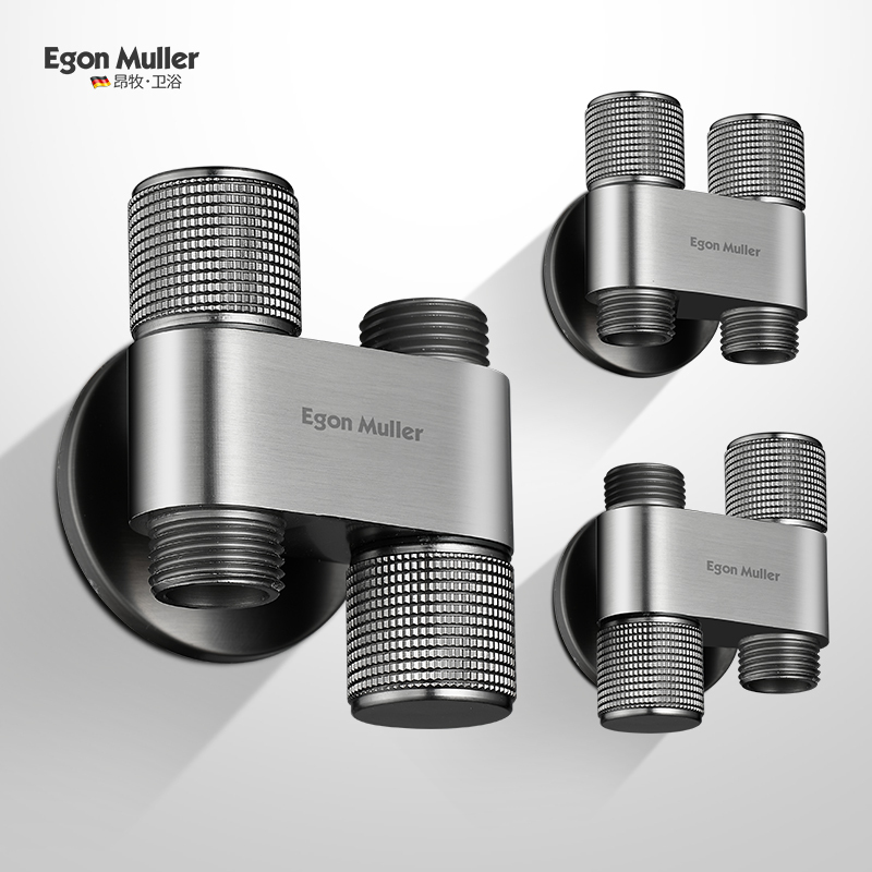 All-Copper Thickened Angle Valve, One Inlet, Two Outlets, Three-Way Water Diverter Valve, One-To-Two Water Valve, Double-Head Double-Outlet Faucet, Triangle Valve All-Copper Thickened Angle Valve, One Inlet, Two Outlets, Three-Way Water Diverter Valve, One-To-Two Water Valve, Double-Head Double-Outlet Faucet, Triangle Valve