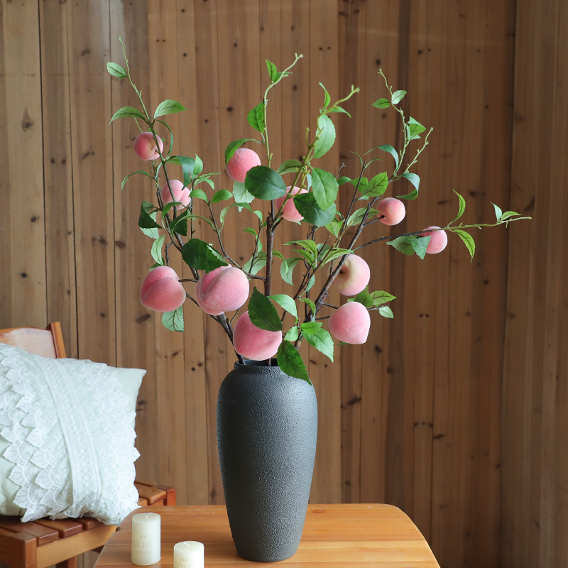 In the wild peach simulation flower dry branches living room table fake flower decoration peach decoration flower arrangement flower arrangement