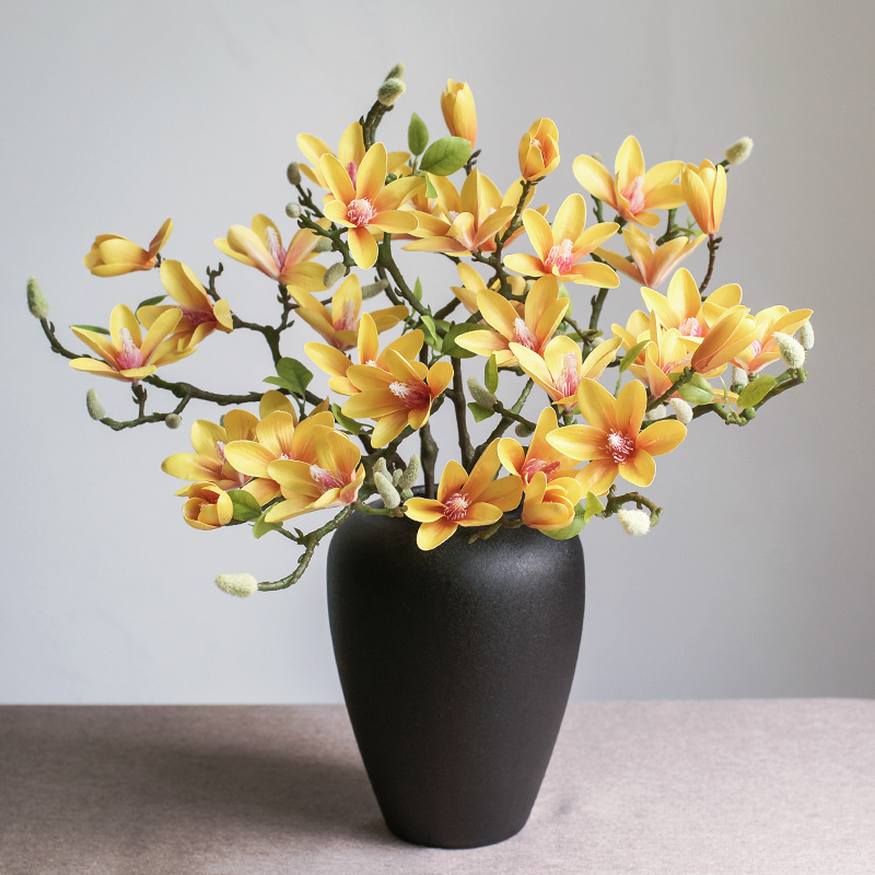 In the wild, new Chinese-style hand-feeling small magnolia flower simulation bouquet fake flower desktop decoration decorative floral flower arrangement