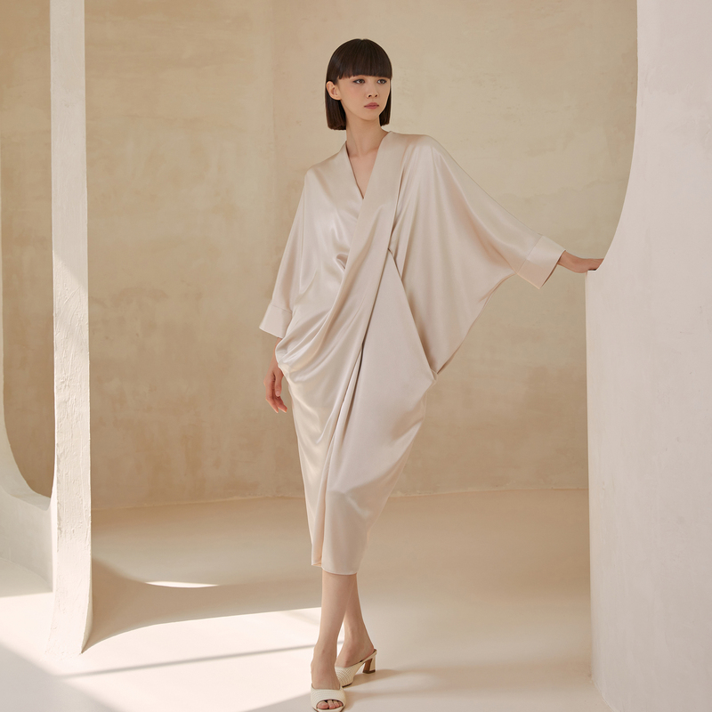 [Celebrity Style] Tu Women's Triacetate Dress, High-End Formal Dress, Commuting Style, Wide-Fit Skirt