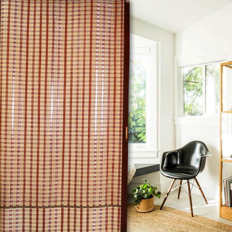 Bamboo door curtain simple household curtain moving blackout door bamboo curtain folding sliding door partition door bamboo curtain roll curtain screen