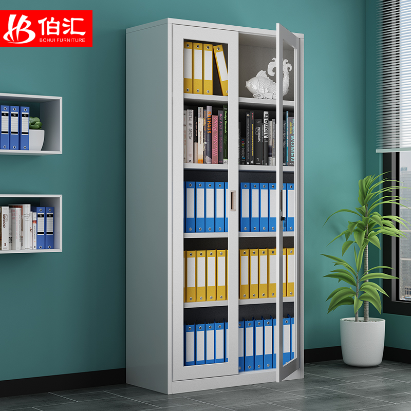 Glass filing cabinet Tongan office sheet metal cabinet for door opening with lock information cabinet Financial file cabinet Credential containing cabinet