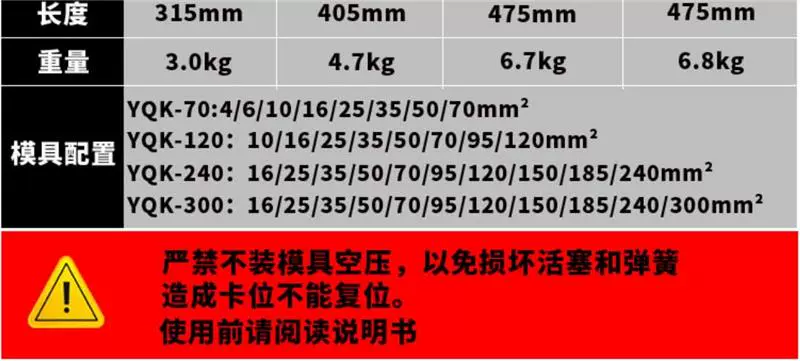 Kìm thủy lực Yuanyang Kìm uốn kìm thủ công kìm mũi đồng 70120240 Kìm đầu cuối khuôn đen Kìm thủy lực nhỏ