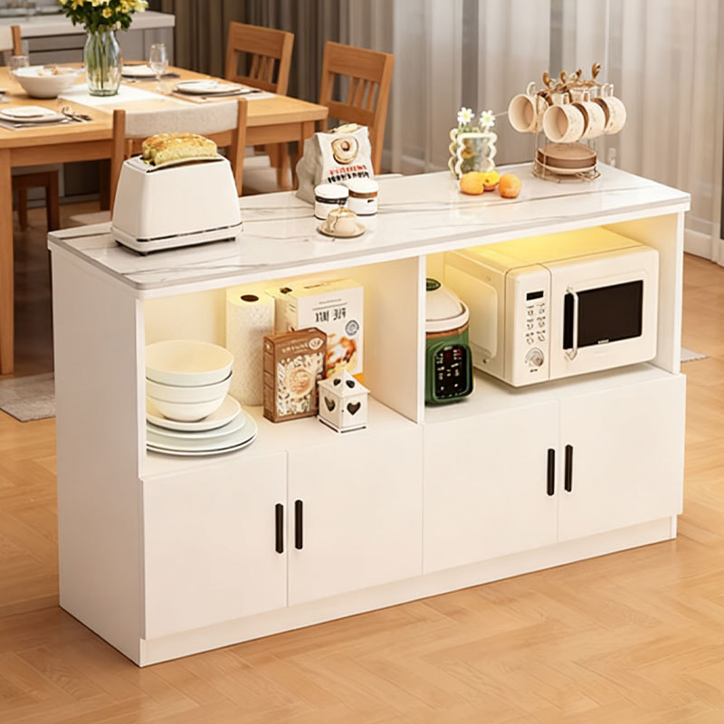 Kitchen Storage Rack, Solid Wood Slate Multi-Functional Food Preparation Workbench, Multi-Layer Dish Storage, Floor-Standing Storage Cabinet
