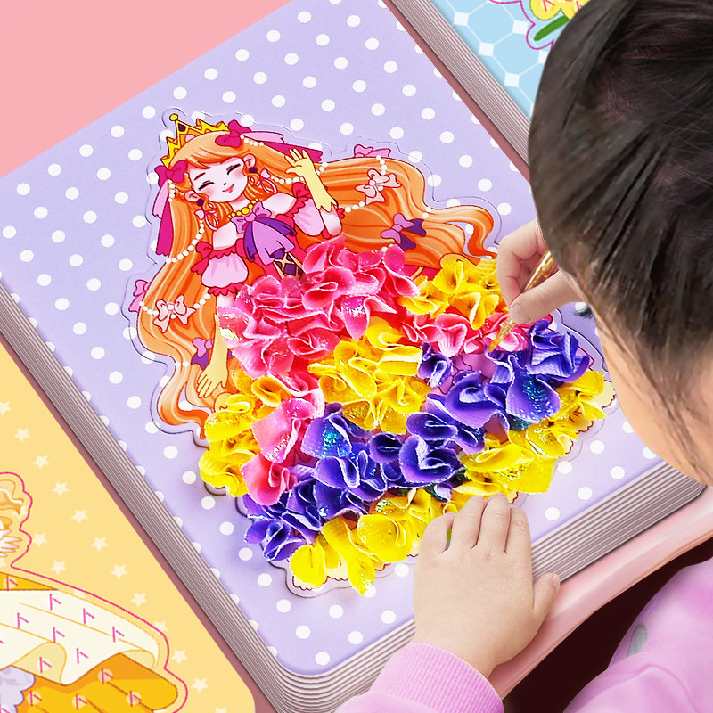 Princess Hand-painted Poke Fun Children Handmade Diy Creative 6 Year Old Girl Puzzle Toy Rub stickers stickup-Taobao